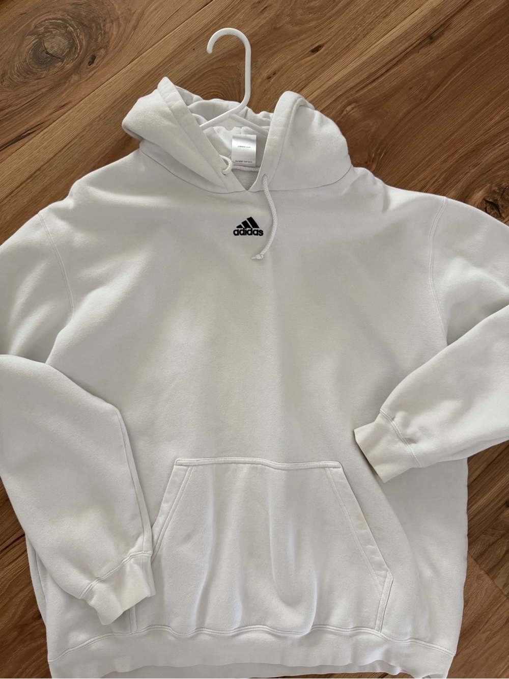 adidas White Men's Crewneck Hoodie with Black Logo